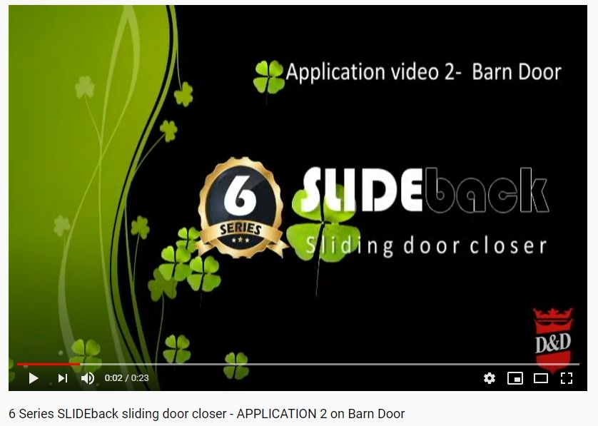 6 Series SLIDEback sliding door closer on barn door